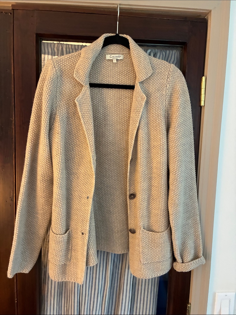 Cocogio Cream Knit Blazer Cardigan